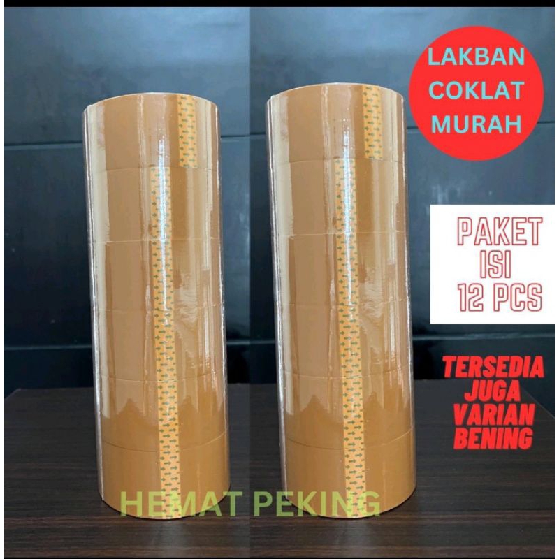 

Lakban Packing Rekat isi 12 pcs Bening Coklat 45 mm x 90 Y Packing Murah