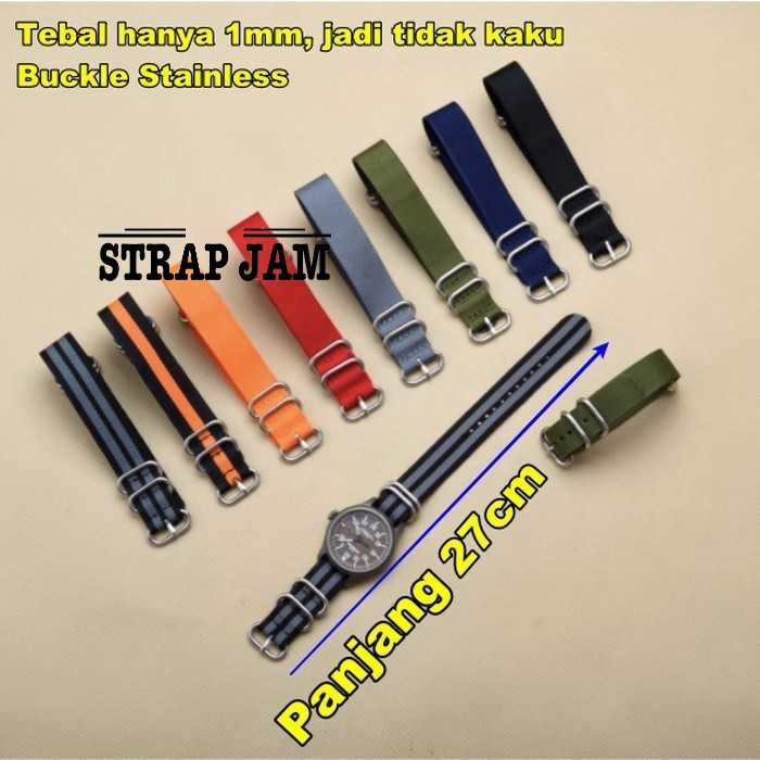 Zulu Nato Strap 20mm Casio MTP- V001L V002L V003L V004L V005L Nylon Kanvas Silver Metal Buckle - Tali Jam Tangan