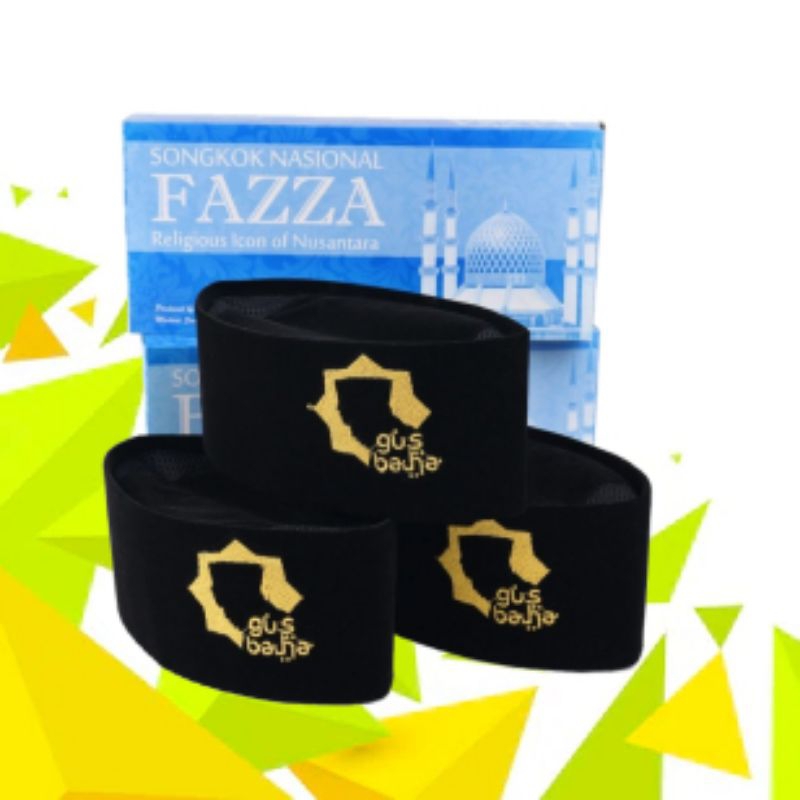 Songkok Gus Baha AC Logo Bordir Peci Hitam Grosir Exclusive Kopiah Dewasa Anak Fazza Termurah Nasion