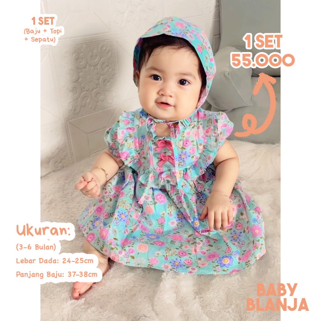 Dress Bayi Perempuan 3 6 Bulan Anissa Set