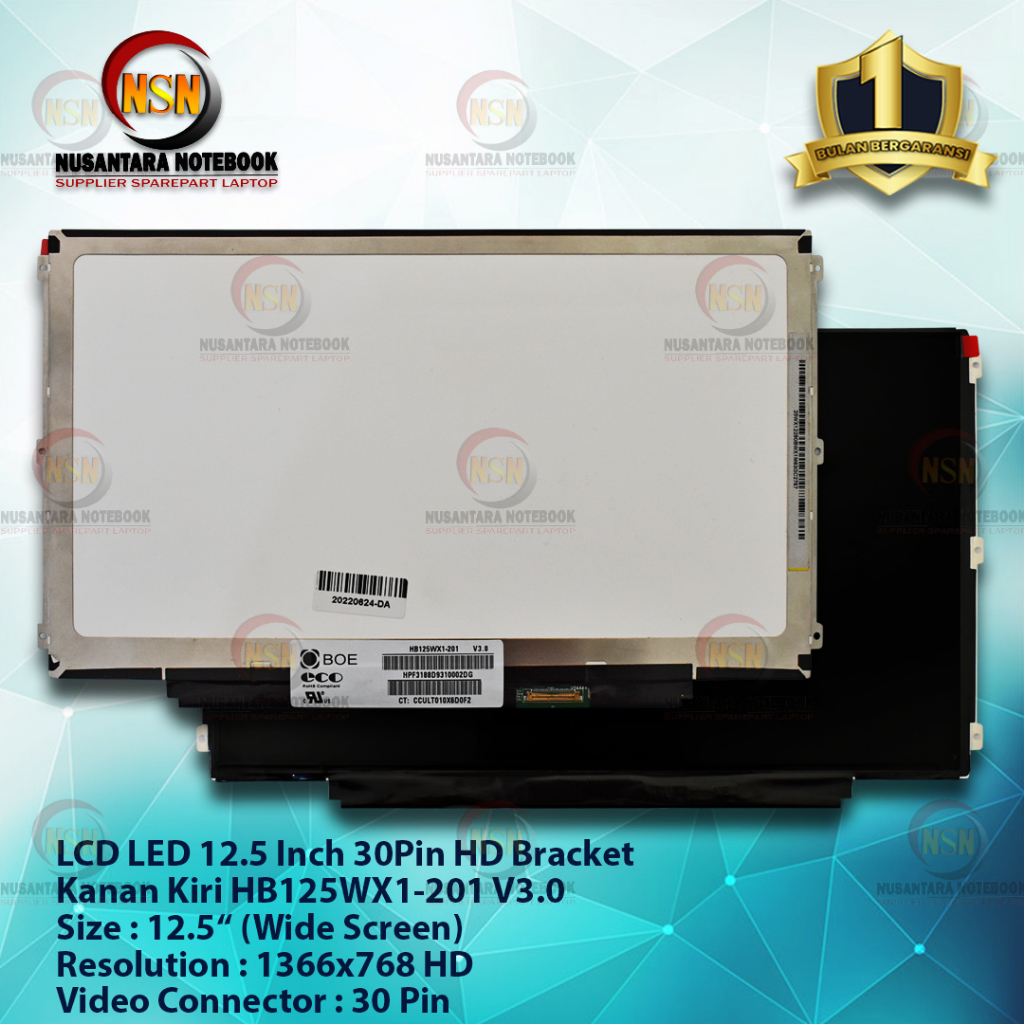 LCD LED 12.5 Inch 30Pin HD Bracket Kuping Kanan Kiri HB125WX1-201 V3.0