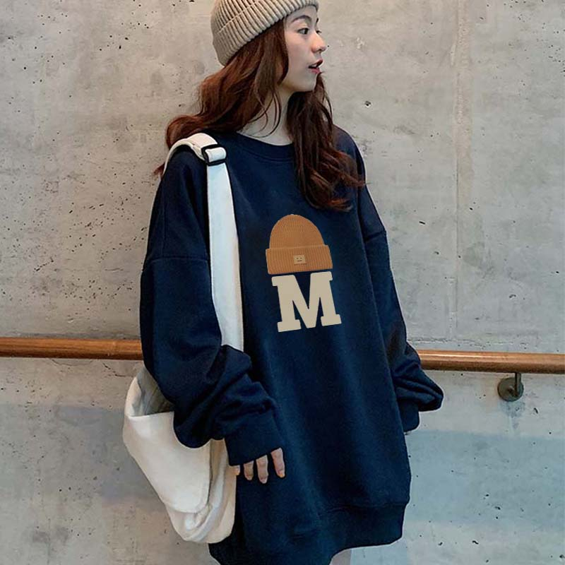 Kaos Stasan Wanita Oversize Sweater American Vintage Cartoon Graphic Letter Priting Top Kekinian Casual Sweater