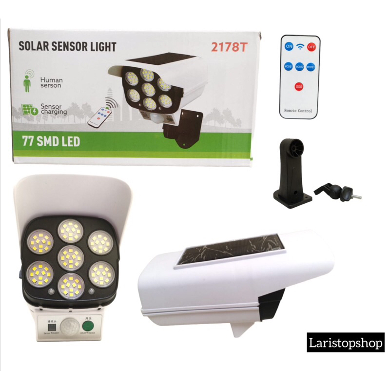 Lampu Solar Sorot 77 LED / Lampu solar CCTV Tenaga Matahari / Lampu Jalan Taman Solar LED 77 WITH SMART REMOTE / Solar Motion Sensor Model CCTV