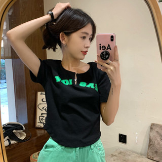 GO!BJ1223 Baju Atasan Kaos korean Motif Polos Wanita Sexy Crop Tee Lengan Pendek Fashion