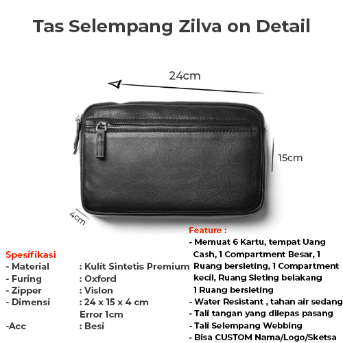 Tas Selempang Pria Clutch Bag Kulit Zilva