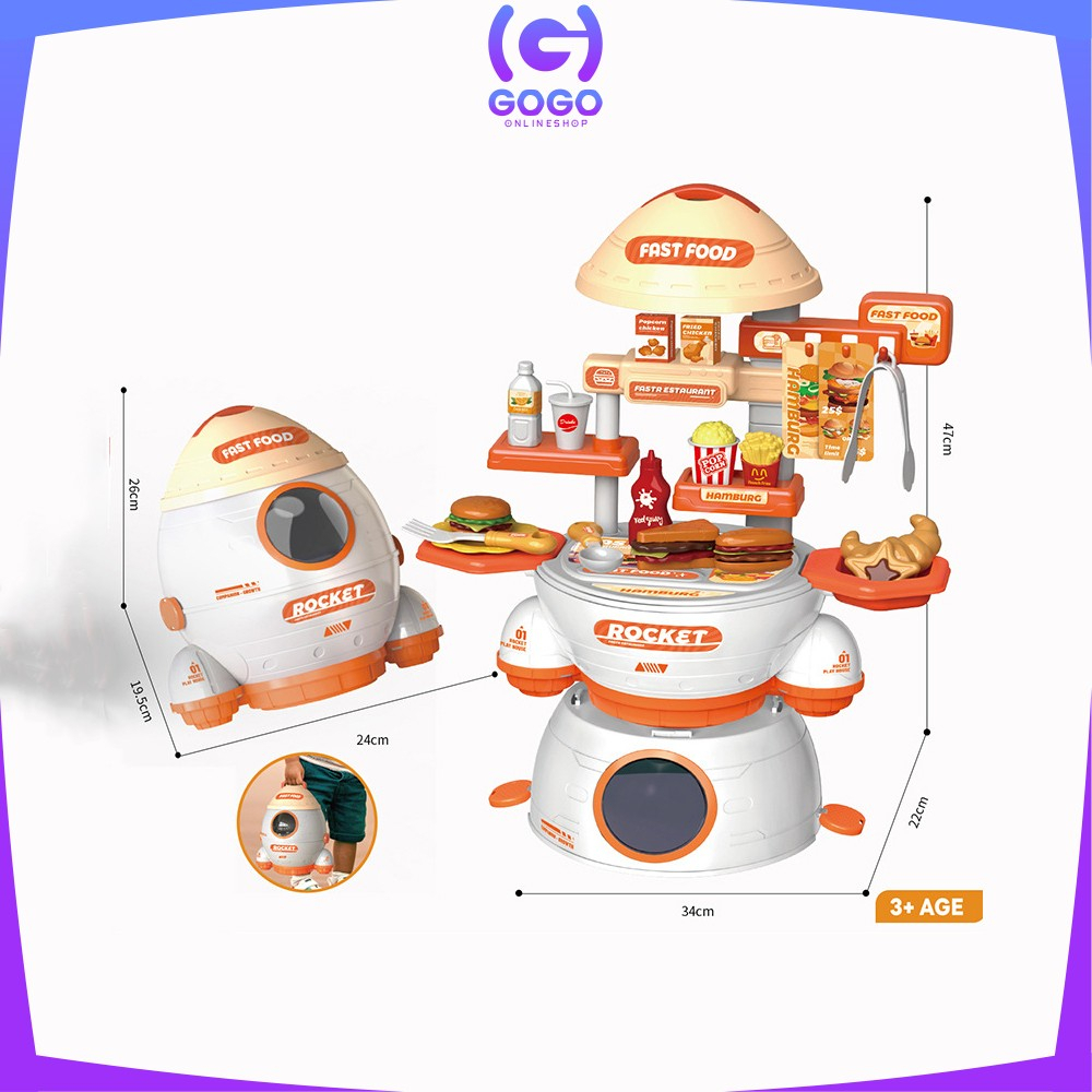 GOGO-M323 Mainan Masak Masakan Anak Pretend Play Set Motif Rocket / Mainan Edukasi Kitchen Set Kids Toys Fast Food Simulation / Makeup Playing House Unisex Import