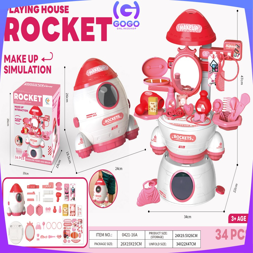 GOGO-M323 Mainan Masak Masakan Anak Pretend Play Set Motif Rocket / Mainan Edukasi Kitchen Set Kids Toys Fast Food Simulation / Makeup Playing House Unisex Import