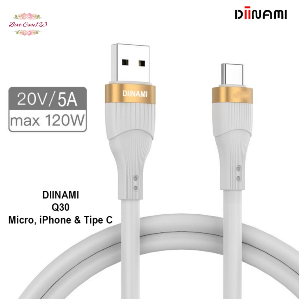 ￼DIINAMI Q30 Cable kabel Data Charger 5A super fast Charging  pengisian cepat for micro usb , tipe c usb &amp; iPhone  ( lighthing ) usb qualcom 5A  18W  - Garansi Resmi 1 Tahun BC8032