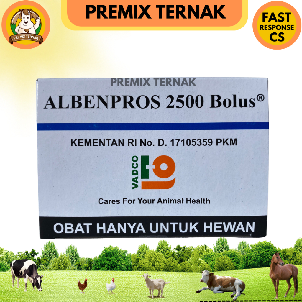 ALBENPROS BOLUS 1 BOLUS - Obat Cacing Bolus - Obat Cacing Sapi Spektrum Luas Ampuh - Rasa Blueberry