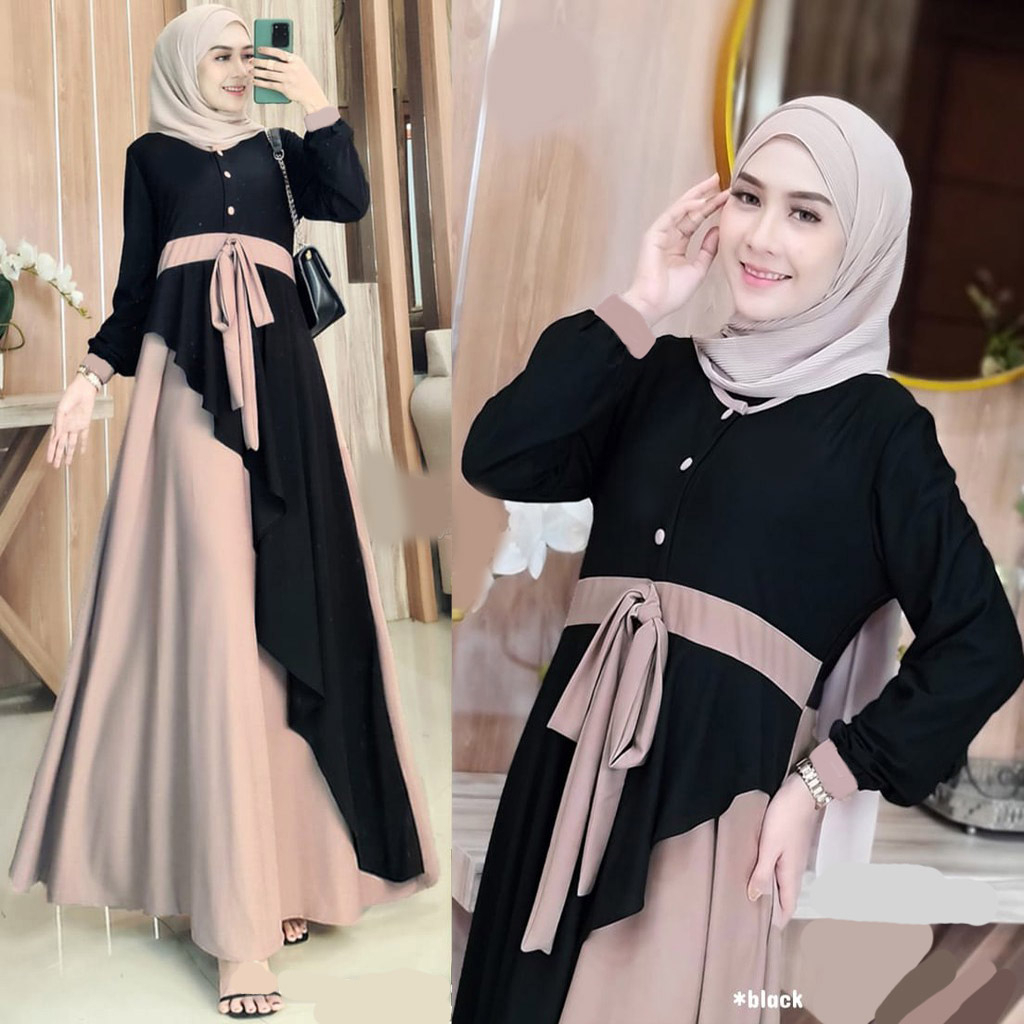 Keisha Dress Muslim Wanita Premium  | Bahan Crepe premium | COD