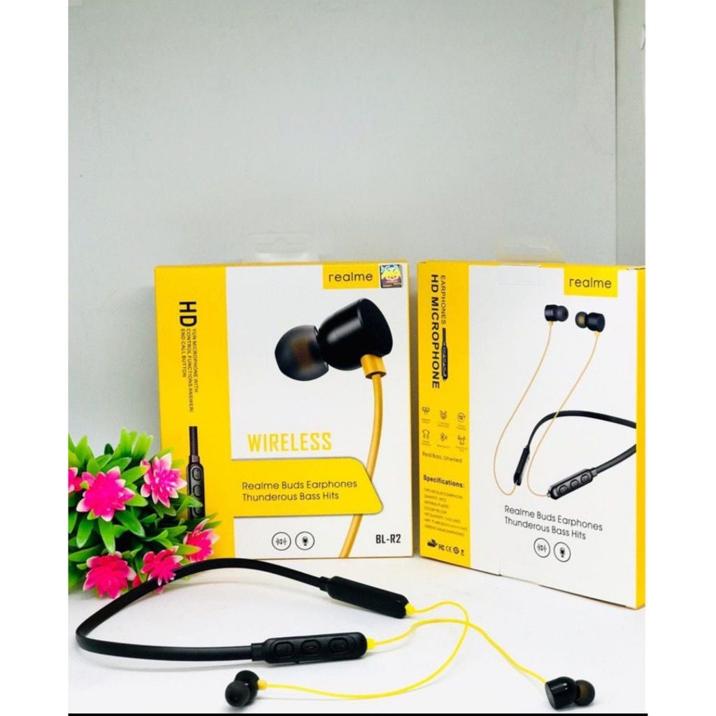 HEADSET BLUETOOTH EARPHONE REALME BL-R2 SPORT ALL TIPE HP SMARTPHONE HANDSFREE BLUETOOTH WIRELESS REALME BUDS BLR2 PROMO SEN