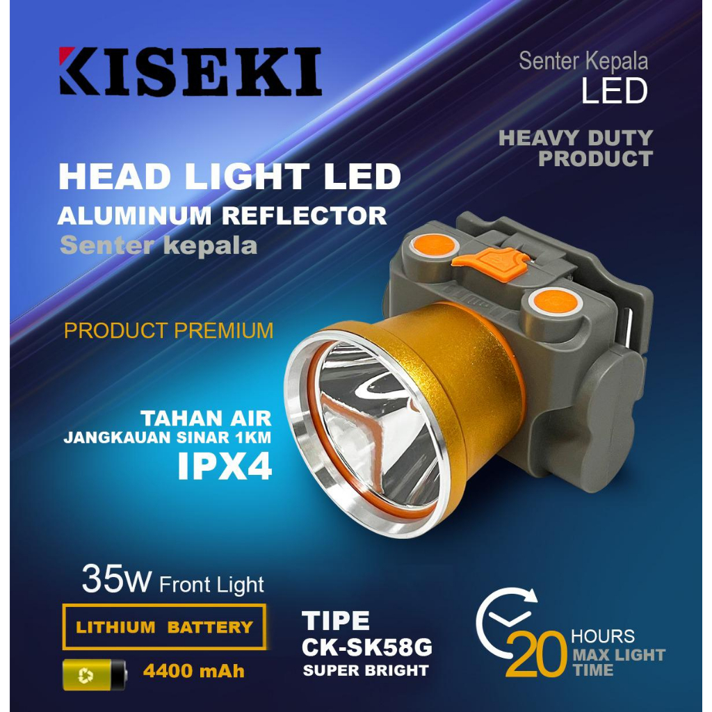 Senter Kepala Kiseki CK-SK58G Putih 35Watt Charger