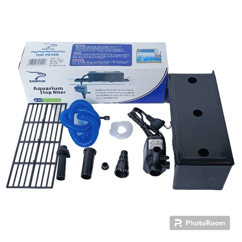 TOP FILTER ROSSTON RS 1200 + KAPAS mesin pompa ph filter box atas waterpump aquarium water pump celup saringan kolam akuarium full set fullset komplit lengkap BONUS KAPAS