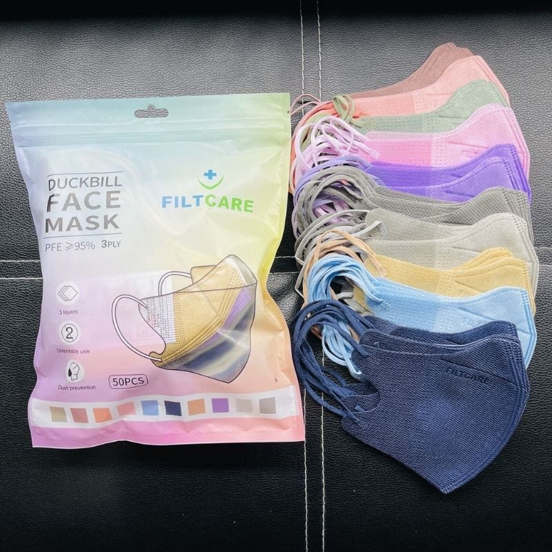 Masker duckbill Filtcare isi 50 warna warni /Duckbill WARNA WARNI Filtcare/masker duckbill warna warni isi 50 Mix warna 3ply tebal