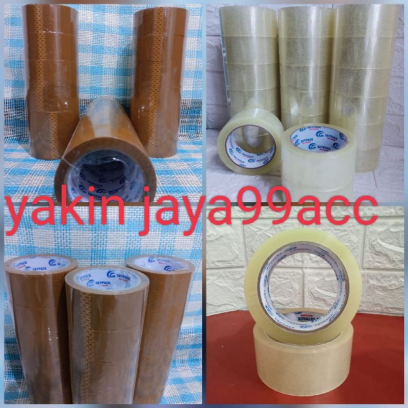

lakban coklat dan bening bisa buat kertas atau pelastik panjang 200m