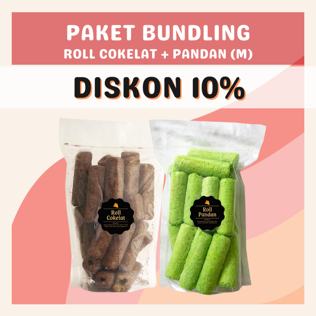 [DELISH SNACKS] Paket Bundling Roll Cokelat + Pandan (M) / Special Bundle Package / Snack Cemilan
