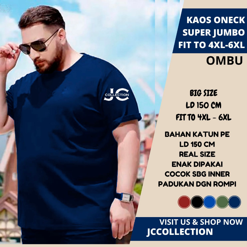 Kaos Tshirt Pria Polos Jumbo Big Size 4XL - 6XL Lengan panjang Cotton - JCCollections