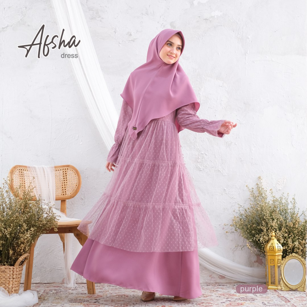 AFSHA Gamis Pesta Mewah Brukat Remaja Premium Busui Terbaik by RiskiRich