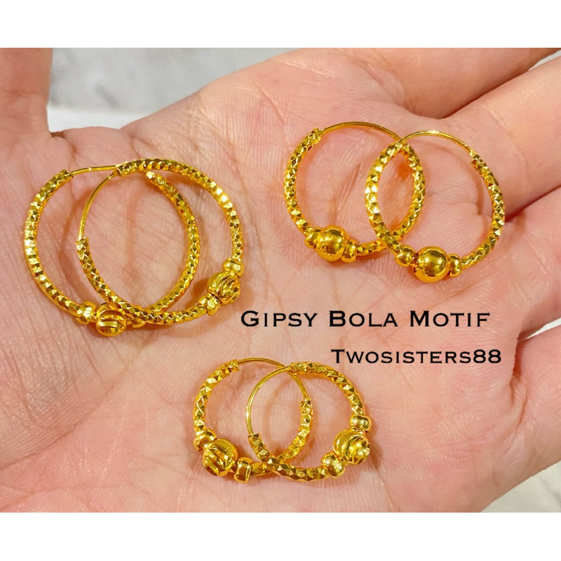 ANTING GIPSY BOLA MOTIF WARNA EMAS