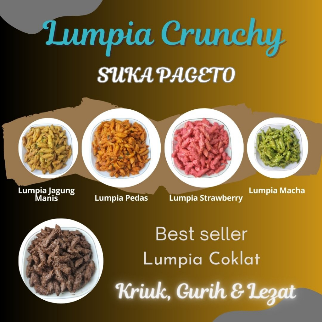 

Lumpia Crunchy/Kripik Lumpia/Kulit Lumpia/Makanan Ringan/Lumpia Kriuk/Lumpia Gurih/Aneka Cemilan/Aneka Rasa Coklat, Strawberry, Matcha, Pedes, Jagung manis, Original, Barbeque