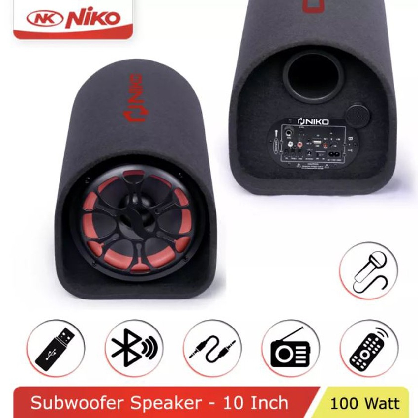 NIKO GL 10 Bluetooth Subwoofer Car Speaker 10 INCH (100W RMS)-SUARA MANTAP