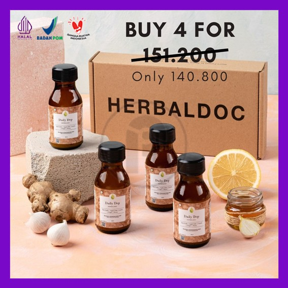

Daily Dep PROMO 4 TRAVEL SIZE HERBALDOC Minuman Jus Jamu Herbal Alami