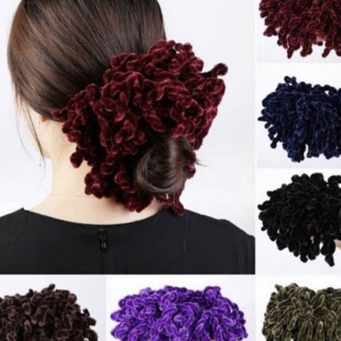 Kunciran Ubur-Ubur Ukuran BERJUNTAI / Ikat Rambut Scrunchie Cendol / Cepolan Hijab KUNCIRAN CENDOL C