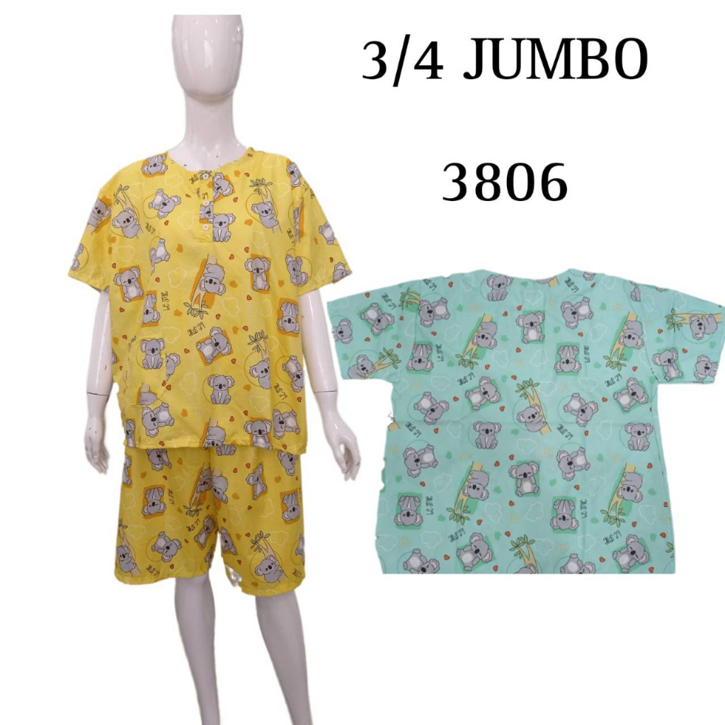 PEPOY - Setelan Pendek HP Jumbo LD 120 XXL motif karakter dan bunga Piyama jumbo celana pendek xxl