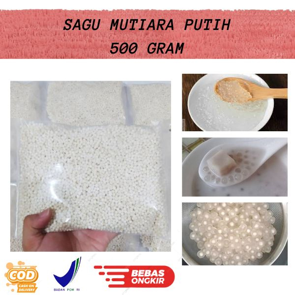 

COD / Sagu Mutiara PUTIH 500 Gram Sago Seeds Pearl Bubur Biji Mutiara / Pacar Cina / Mutiara Cap Uenakk / Bahan Makanan Minuman Tradisional Nusantara