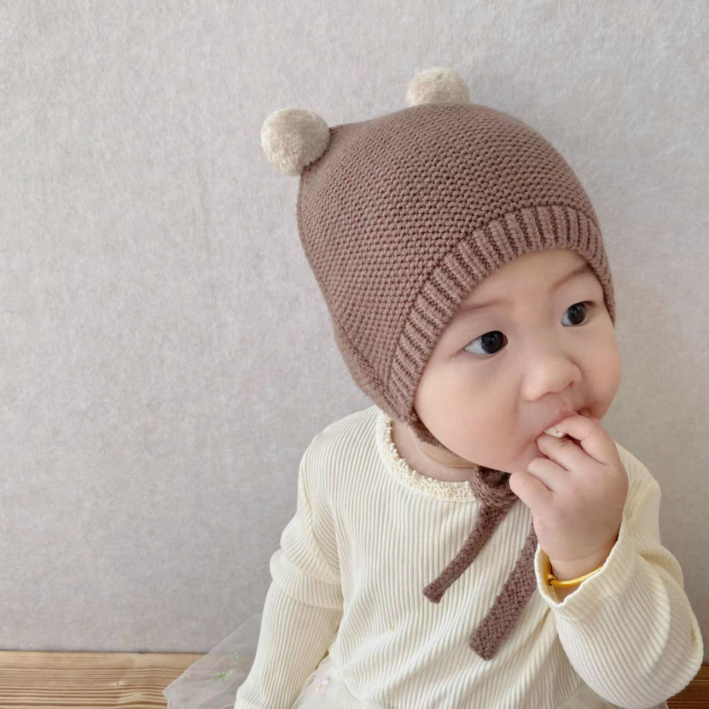 Topi Anak Knit/Topi Bayi Korean Style Pompom