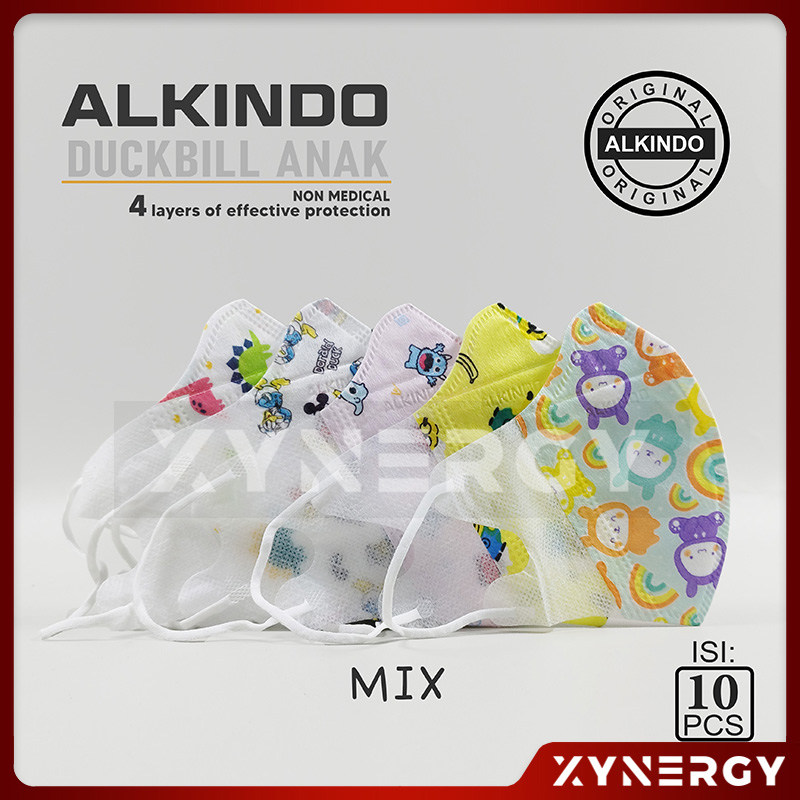 Masker Alkindo Duckbill Anak Motif 3ply Non Medis Sekali Pakai 3 Ply