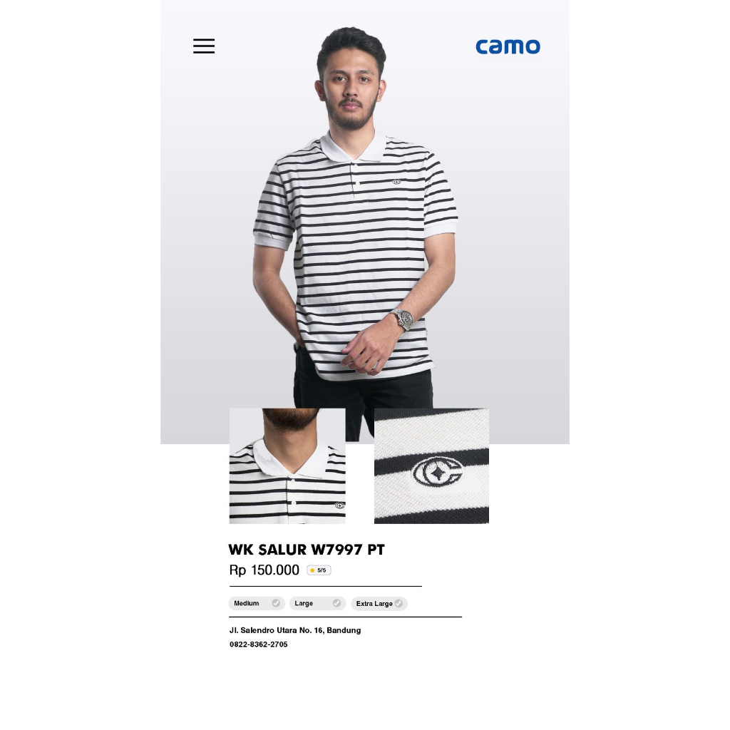 Kaos kerah distro original CAMO WARBROKE Bandung salur hitam