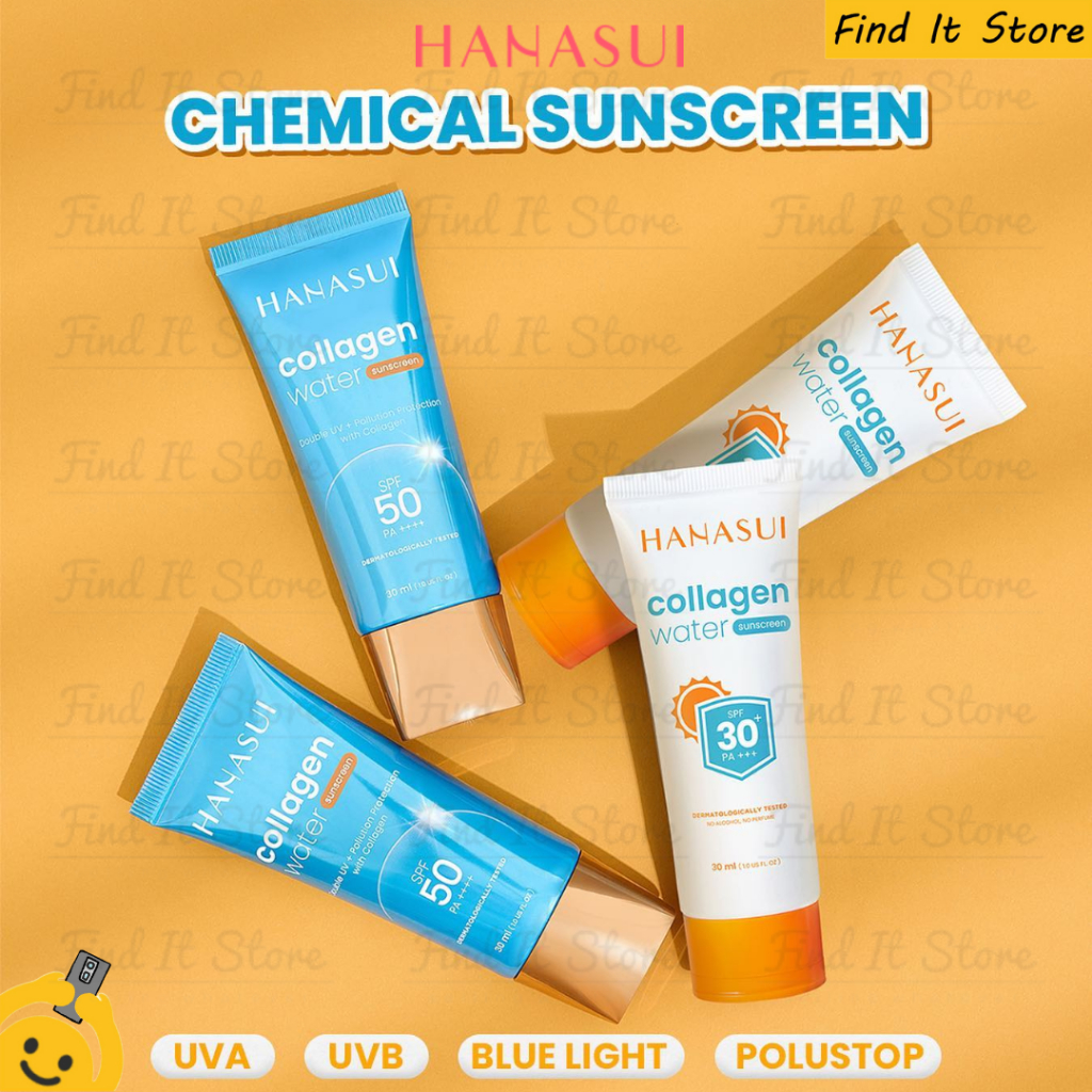 Hanasui Collagen Water Sunscreen SPF30 SPF50 | Sun Protection | Perlindungan Sinar Matahari BPOM HALAL