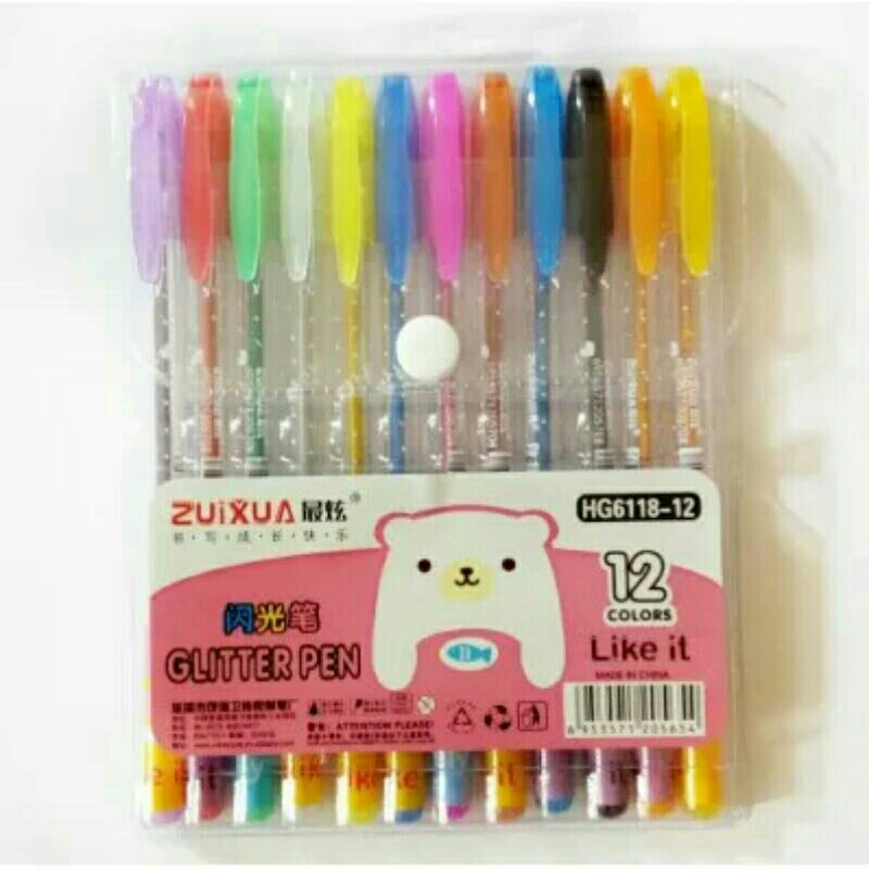 

Bolpen gliter 12 warna zuixua