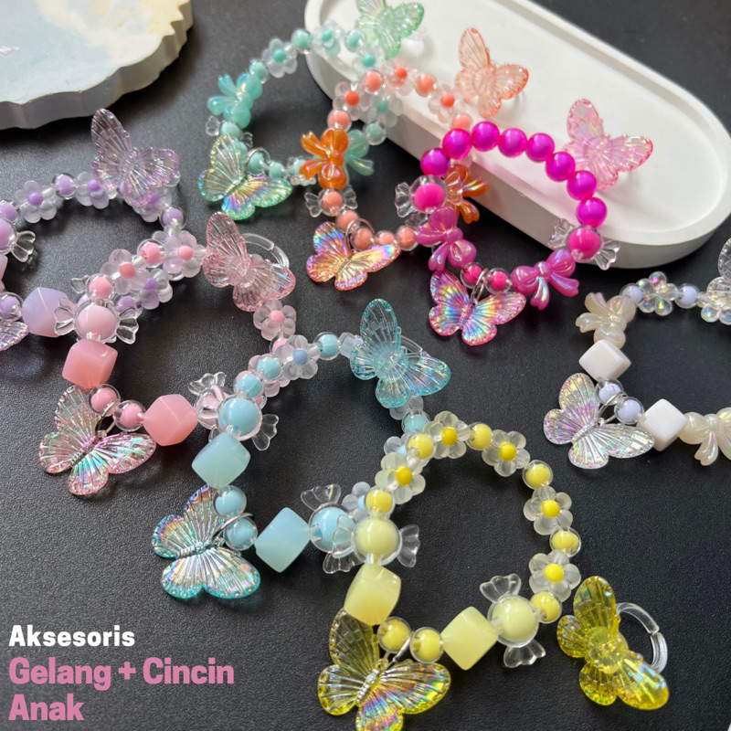 GELANG KUPU-KUPU HADIAH UNTUK ANAK | GELANG CINCIN ANAK LIONTIN KUPU-KUPU