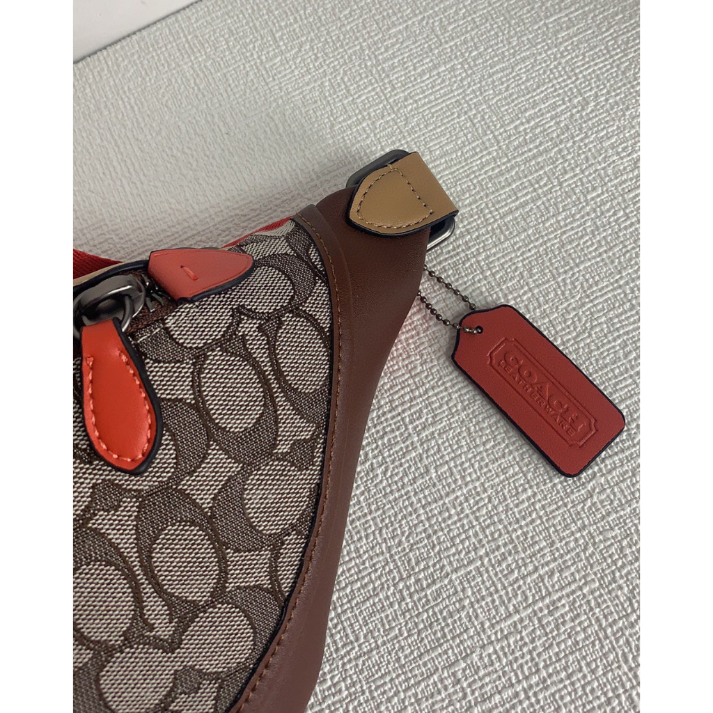 Coach 3795  5343 Napa cowhide sports waist pack Anti Nilon Men's Classic Logo Jacquard Fabric LEAGUE Waistpack Chest Bag Crossbody Bag  yaobao