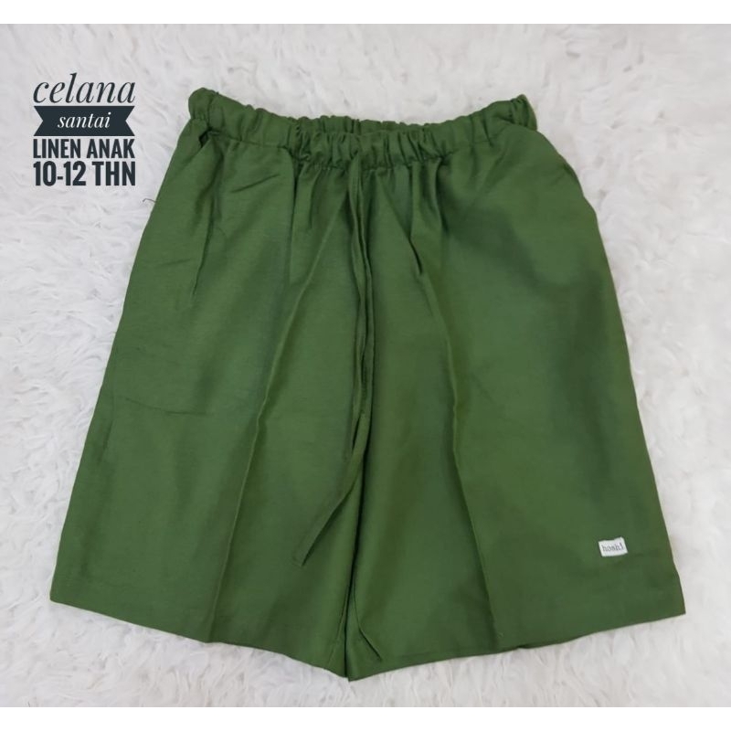 Celana Pendek Linen Anak 10- 12 Tahun