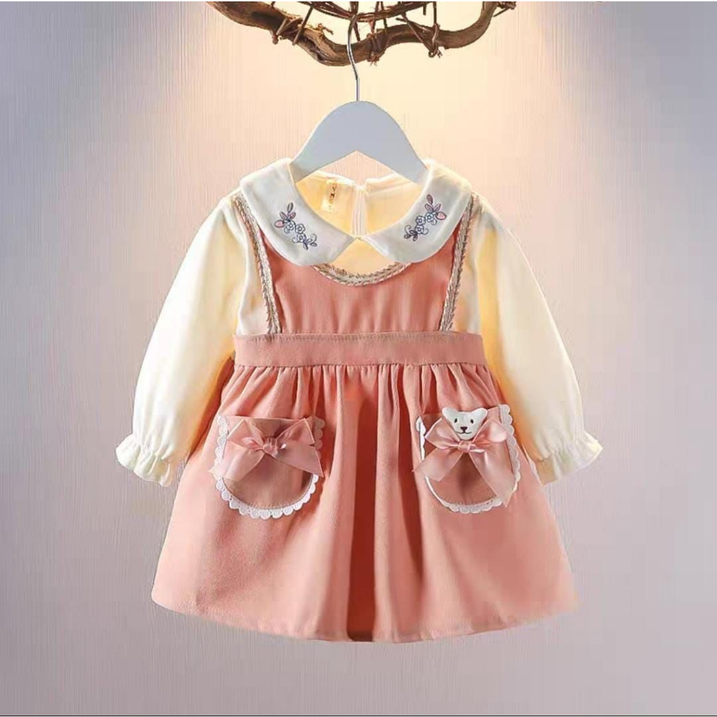 ASLI IMPORT Setelan Cotton Jeans / Shandy Dress 1 - 4 Tahun Baju Dress Tas BerKualitas Celana Jogger Training Olahraga Anak Perempuan Cewe Lucu Terlaris Murah babeebabyshop odilia