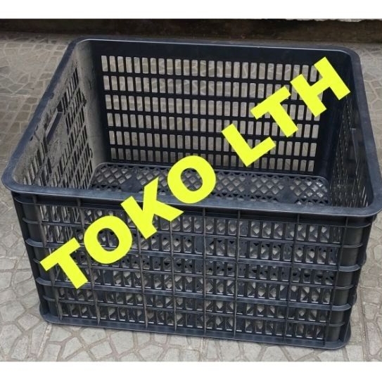 CONTAINER KERANJANG INDUSTRI BOX WADAH SERBAGUNA KRAT LUBANG HITAM