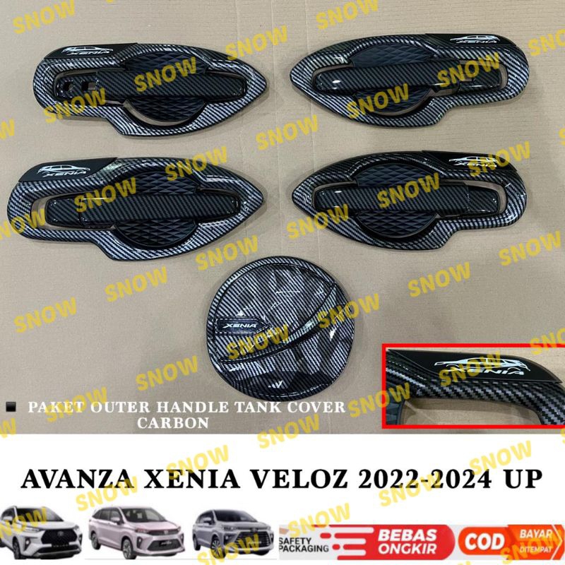 Paket Outer Handle Tank Cover Avanza Xenia Veloz 2021 2022 2023 2024 UP Carbon