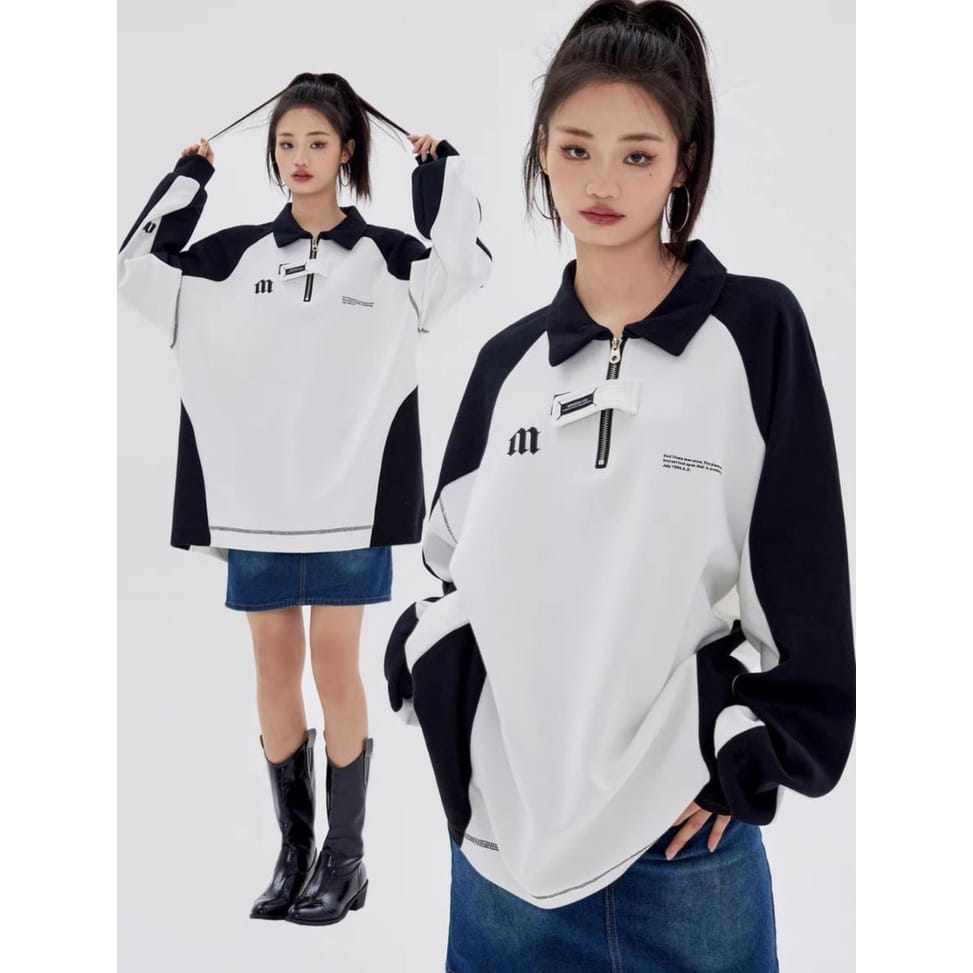 Sweater Anak Pria/Wanita Umur 13 Tahun - Mingda M Oversize Zipper Grosir Berkualitas