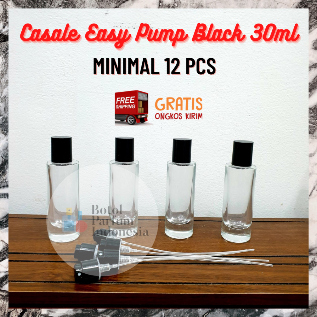 BOTOL PARFUM CASALE BLACK 30ML EASY PUMP - BOTOL PARFUM KOSONG CASALE BLACK - BOTOL PARFUM KACA 30ML