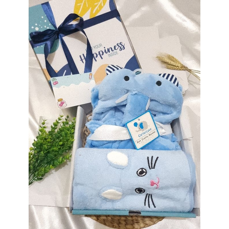 Hampers bayi SELIMUT HANDUK KARAKTER  topi boneka kado baby new born boy girl / gift set bayi baru lahir laki laki perempuan