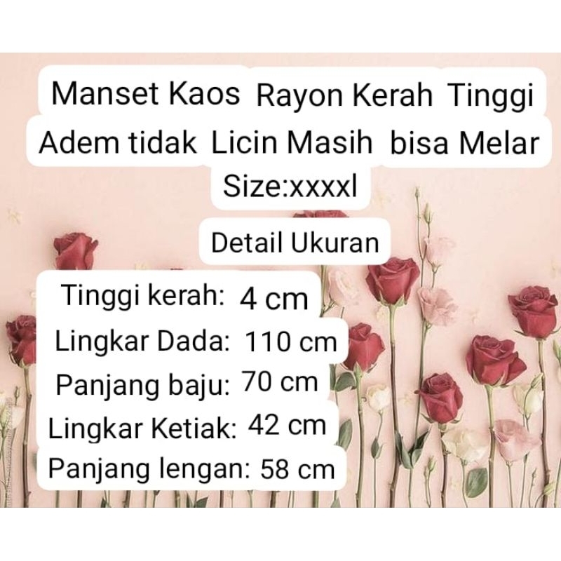 Manset Kaos Wanita Lengan Panjang Jumbo Size XXXXL