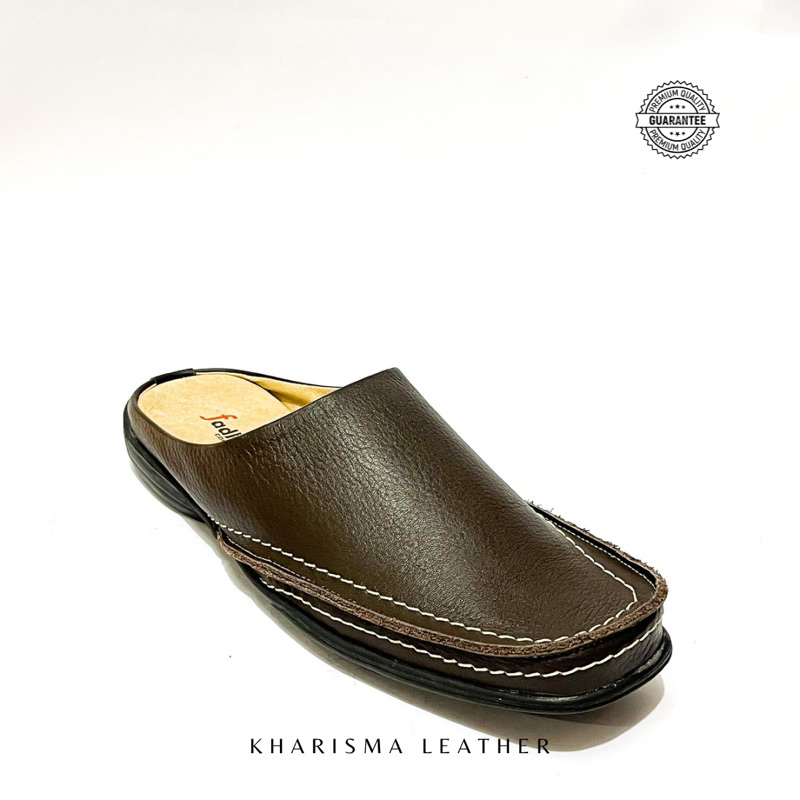Sepatu Sendal Kulit Pria - Tutong Kulit Garut - Bustong Polos