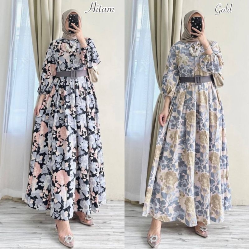 RABELA MAXY DRESS NEW BEST SELLER DRESS GESPER MOTIF FLOW KEKINIAN