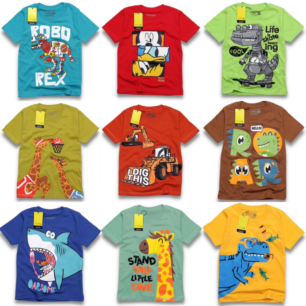 Kaos Karakter Kartun Anak Laki-Laki Superhero Cowok Karakter Animal Kendaraan Dinosaurus Tyrex Dino Grosir Ecer Pakaian Anak COWOK RGKIDS