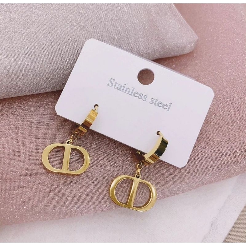 Anting Titanium asli Branded Band kilau mirip emas asli anti karat anti alergi Stainless steel  anti karat anti alergi 199