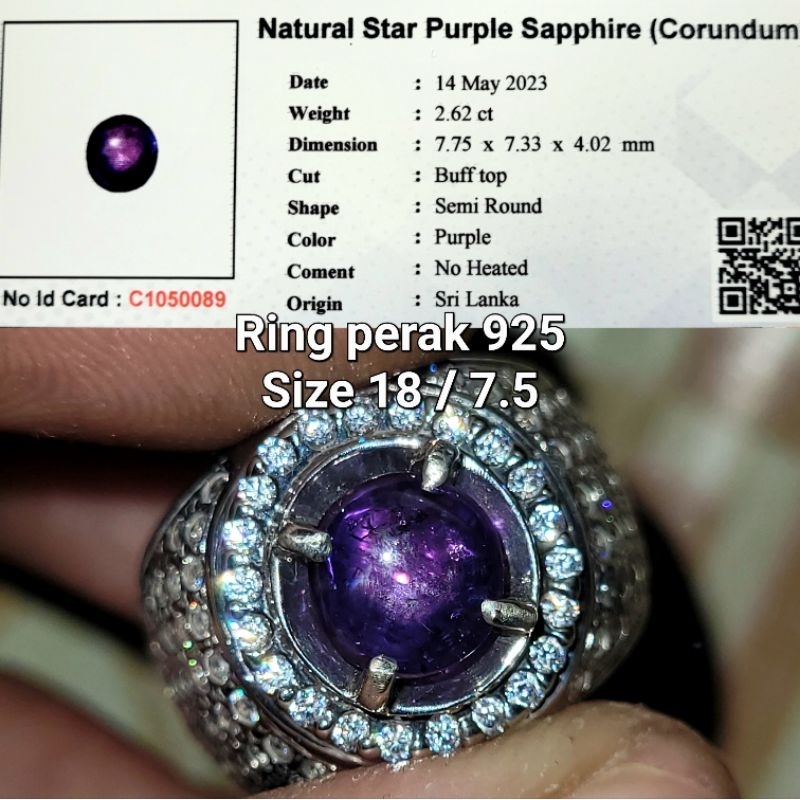 natural metalic purple sapphire star ceylon safir srilanka