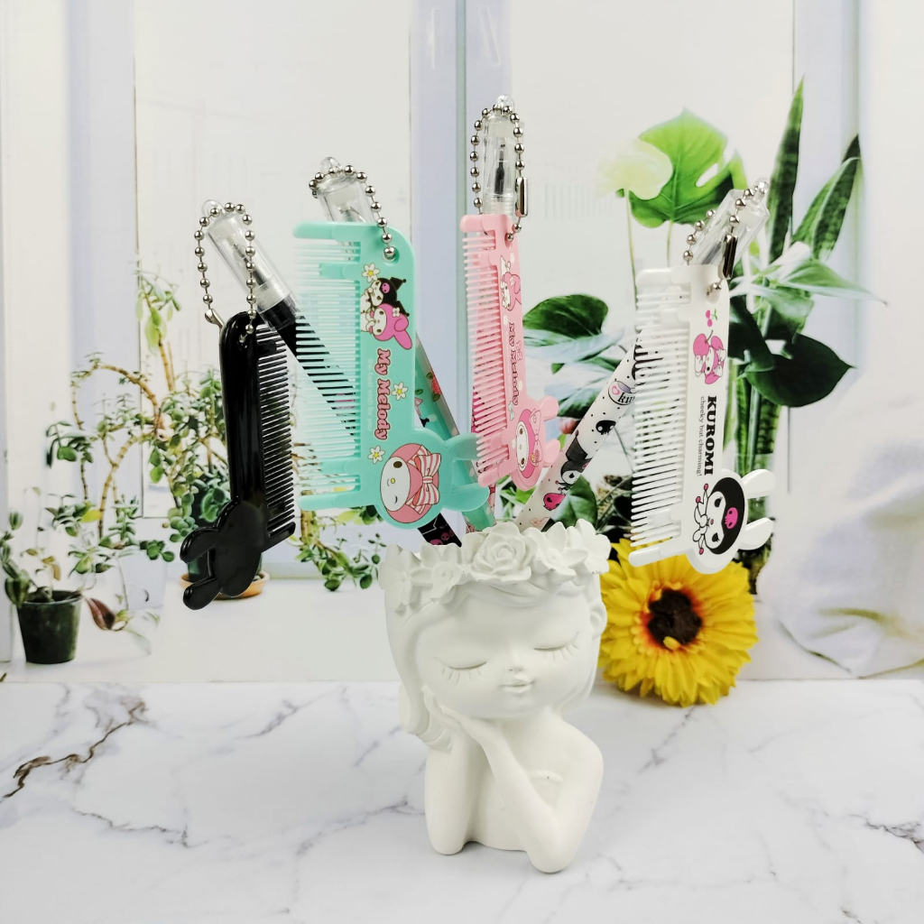 Pulpen Gantungan Sisir SANRIO Imut Lucu / Pen Sisir Sanrio Harga Murah tinta hitam ready 4 Warna Unik Cute / Bolpoin Karakter Kuromi Melody Bisa Grosir dan COD